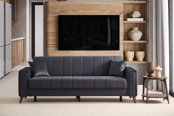 Canapé Nova Velours Gris Anthracite