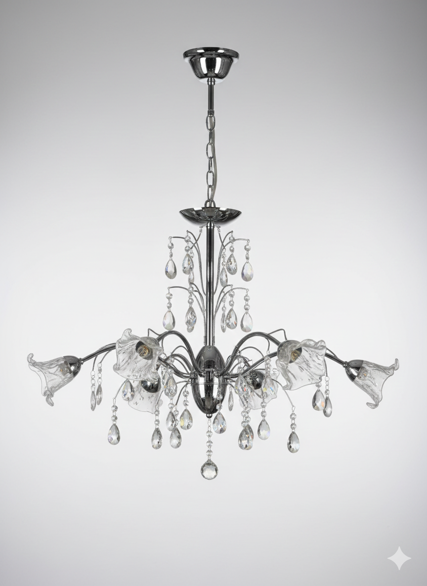 Lampe Design Minimaliste en Verre et Métal Poli