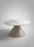Table d'appoint moderne : alliance du marbre blanc et du métal sombre