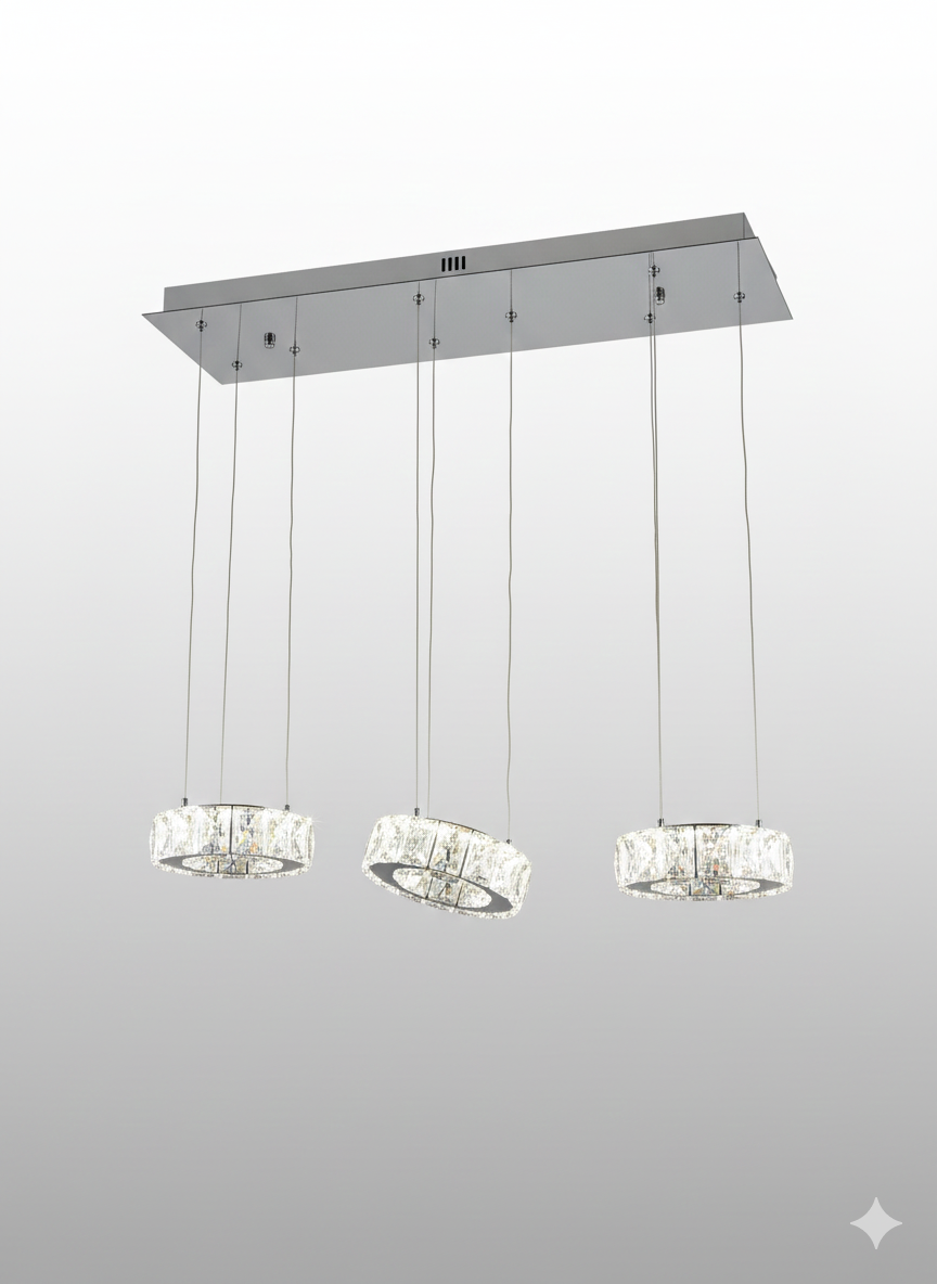 Lampe Design Minimaliste en Verre et Acier Argenté