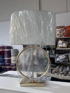 Lampe design cercle chromé – Abat-jour gris argent