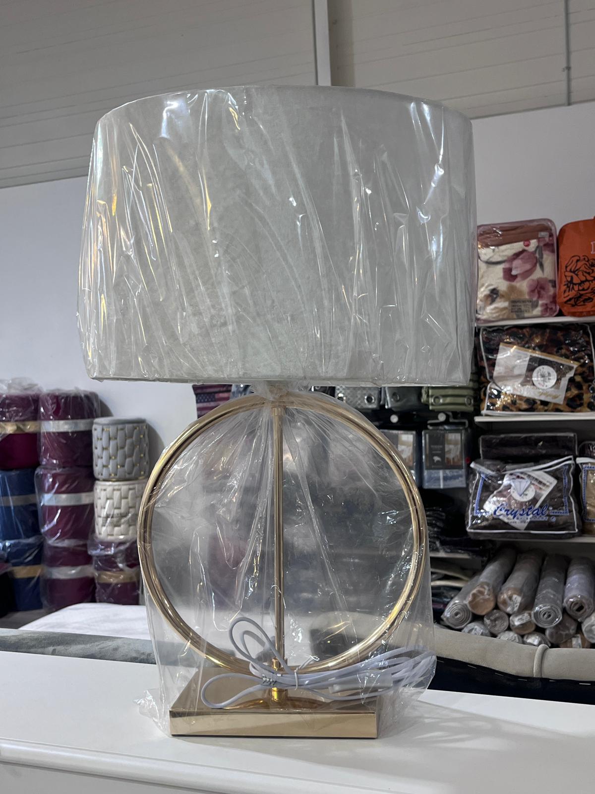 Lampe design cercle chromé – Abat-jour gris argent