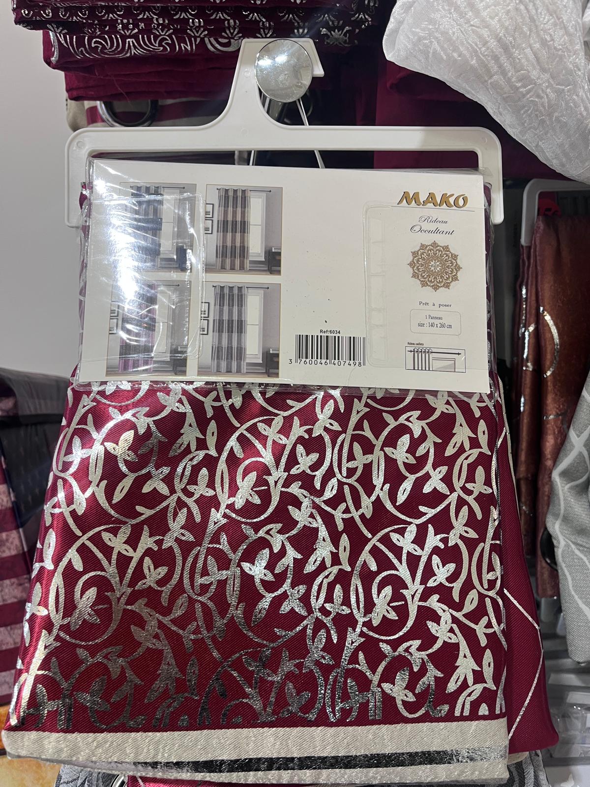 Rideau Rouge Bordeaux & Or Végétal