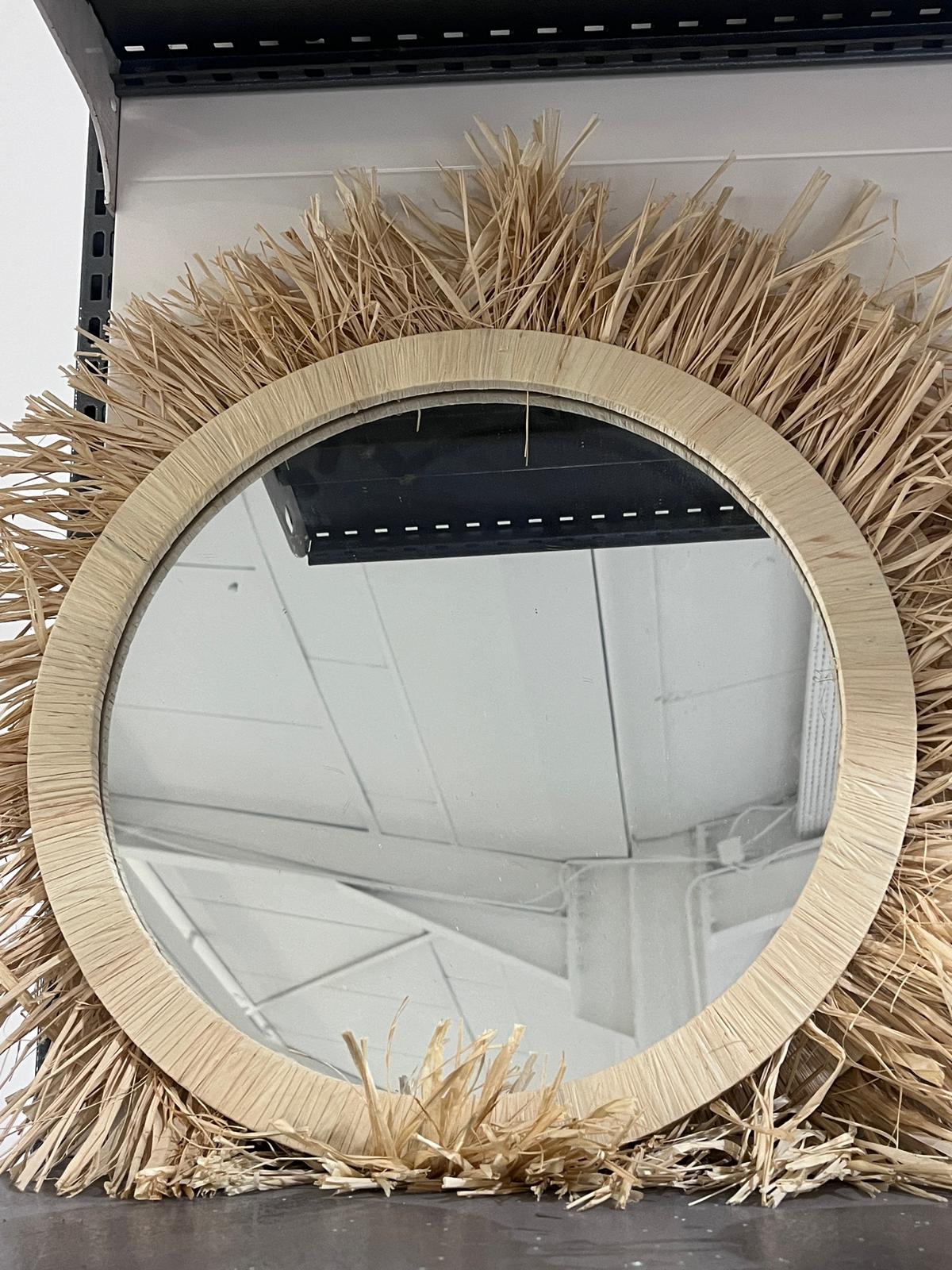 Miroir Décoratif Effet Paille - Style Exotique "Sunburst"